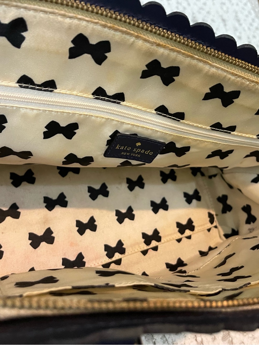 kate spade Scalloped Leather Top-Handle Bag - Navy - Picture 8 of 9